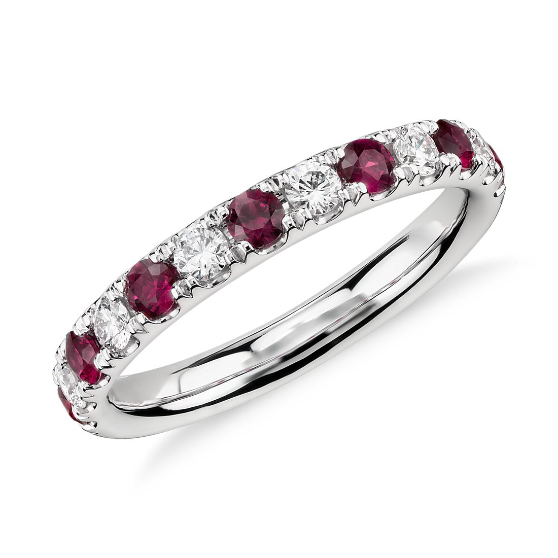 Riviera Pave Ruby and Diamond Ring in Platinum (2.2mm)