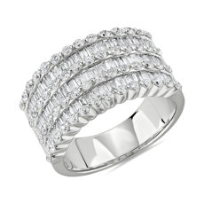 Seven Row Round and Baguette Diamond Ring in 14k White Gold (1 3/4 ct. tw.)