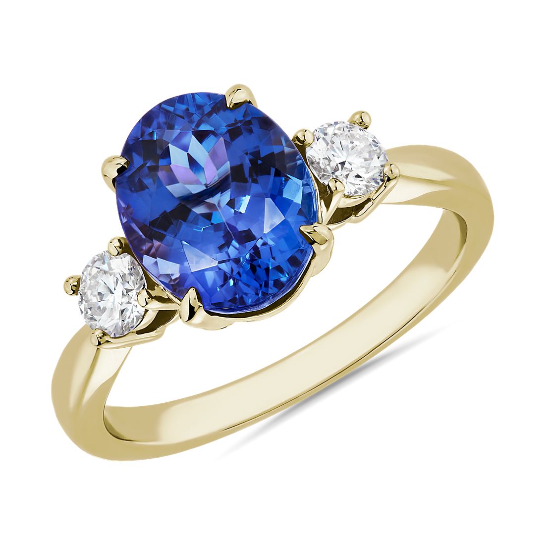 accent sticker koel Tanzanite and Diamond Three Stone Ring in 14k Yellow Gold | Blue Nile