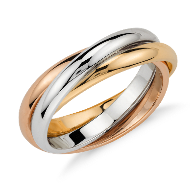 Tres anillos entrelazados en oro tricolor de 18 | Blue Nile ES