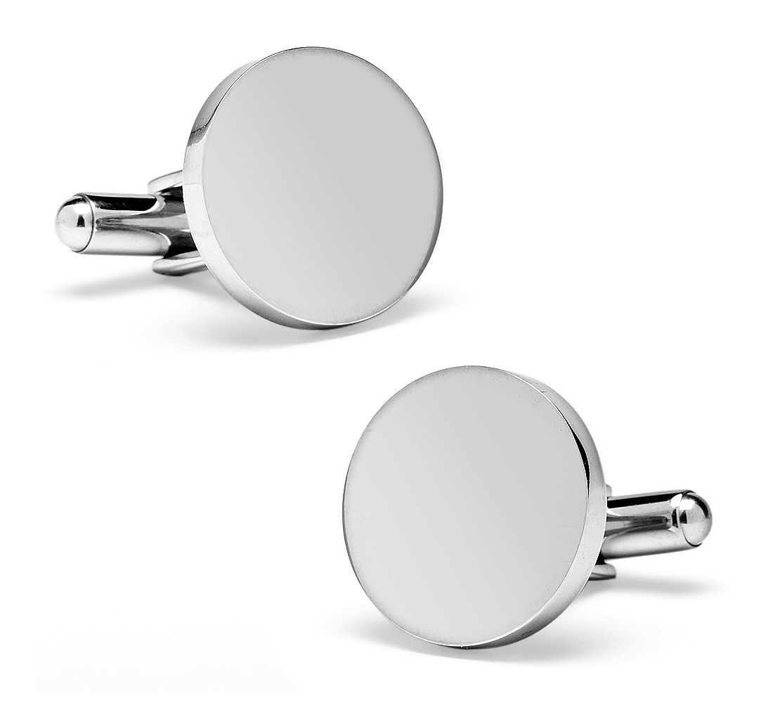 Classic Gold Plated Round Blank Simple Cufflinks Mens Jewelry Business Party 