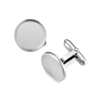 Framed Round Cuff Links in Sterling Silver | Blue Nile