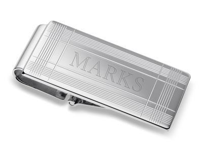 Top view of engraved money clip