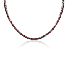 NEW Garnet Eternity Necklace in Sterling Silver (3mm)