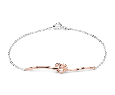 silver and rose gold bangle