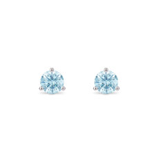 LIGHTBOX Lab-Grown Blue Diamond Round Solitaire Martini Stud Earrings in 14k White Gold (1 ct. tw.)