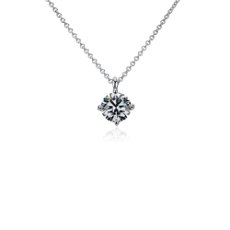LIGHTBOX Lab-Grown Diamond Round Solitaire Pendant Necklace in 14k White Gold (1 ct. tw.)