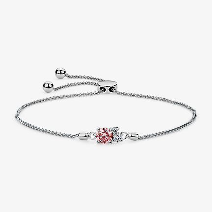 LIGHTBOX Lab Grown Pink & White Diamond Cluster Bolo Bracelet in 14k White Gold with 1/2 ct total weight diamonds