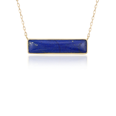 Lapis Bar Necklace in 14k Yellow Gold | Blue Nile