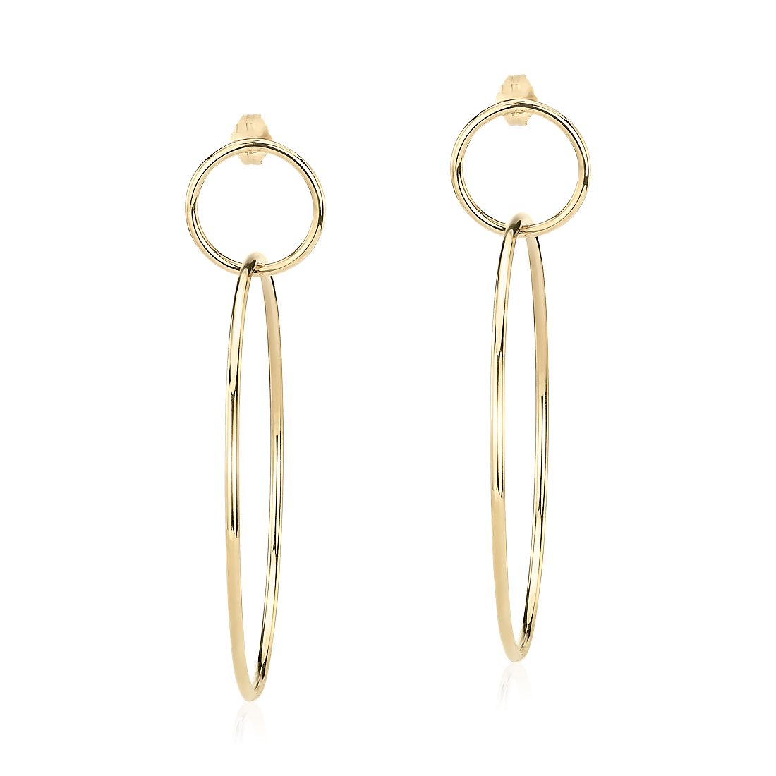 Large Front-Facing Double Hoop Earrings in 14k Yellow Gold
