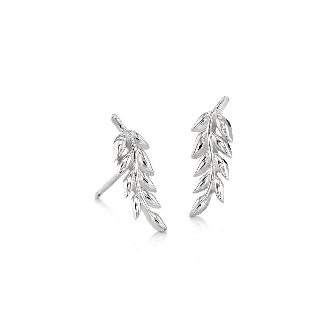 Leaf Stud Earrings in Sterling Silver