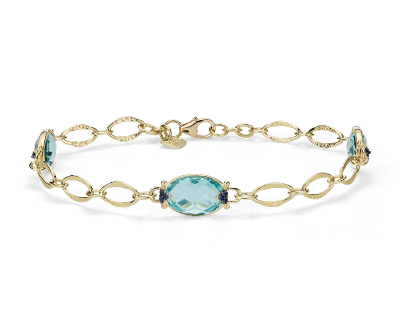 Blue Topaz Bracelet in 18k Yellow Gold (12x8mm) | Blue Nile