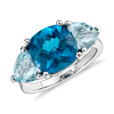 Blue Topaz Ring in 14k White Gold (10x10mm) | Blue Nile