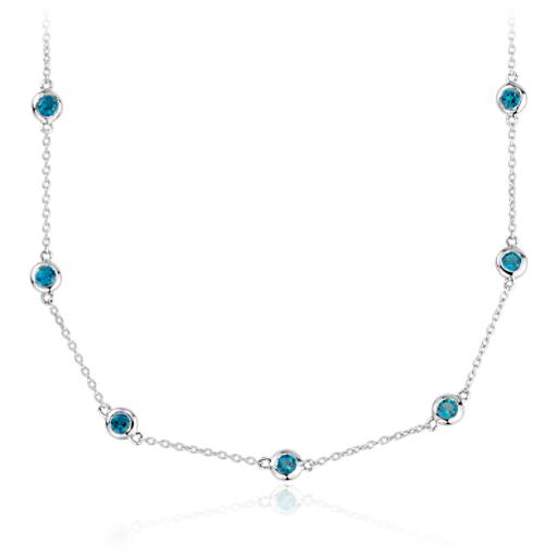 London Blue Topaz Stationed Necklace in Sterling Silver (3mm) | Blue Nile
