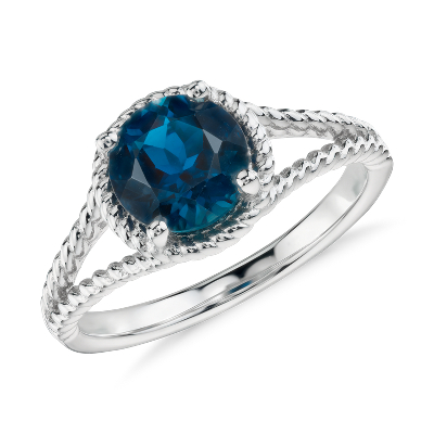London Blue Topaz Rope Ring in Sterling Silver (7mm) | Blue Nile