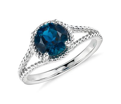 London Blue Topaz Rope Ring in Sterling Silver London Blue Topaz Rope Ring in Sterling Silver