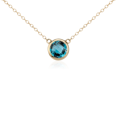London Blue Topaz Solitaire Necklace in 14k Yellow Gold  Blue Nile