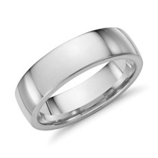 Low Dome Comfort Fit Wedding Ring in 14k White Gold (6mm)
