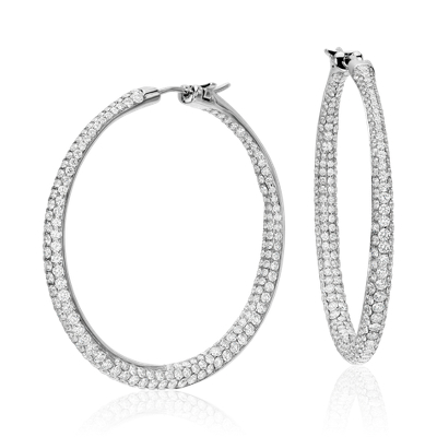 Lucille Diamond Rollover Hoop Earrings in 18k White Gold (5.2 ct. tw ...