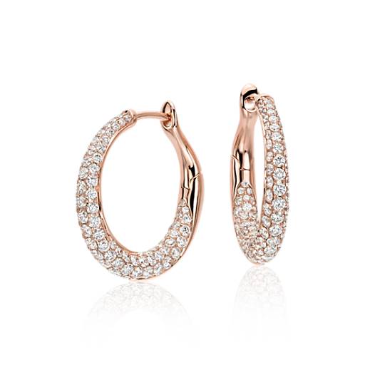 Lucille Diamond Rollover Hoop Earrings in 18k Rose Gold (2 ct. tw ...