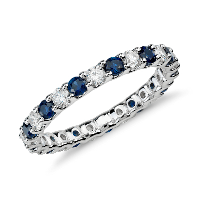 Luna Sapphire And Diamond Eternity Ring In 14k White Gold Blue Nile