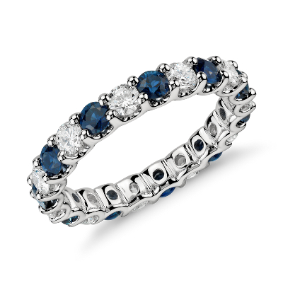Luna Sapphire And Diamond Eternity Ring In Platinum 1 Ct Tw