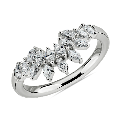 Marquise Diamond Crown Wedding Ring In 14k White Gold 5 8 Ct Tw