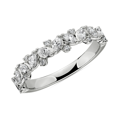 Marquise Round Cluster Diamond Wedding Ring In 14k White Gold 1 2 Ct Tw Blue Nile
