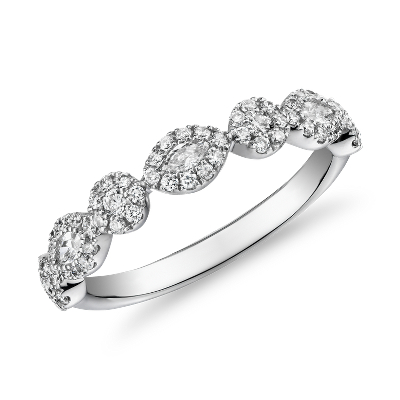 Marquise and Round Halo Diamond Ring in 14k White Gold (3
