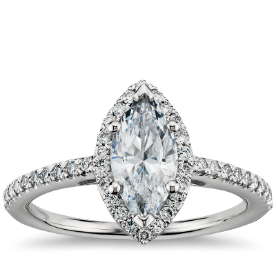 Marquise Cut Halo Diamond Engagement Ring in Platinum | Blue Nile