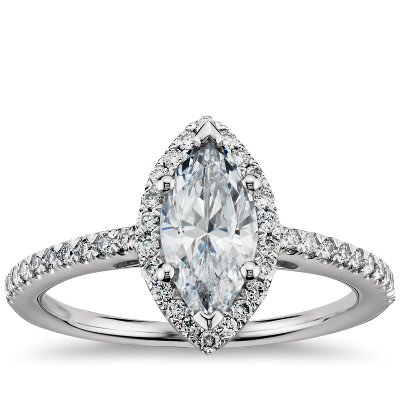 Marquise Cut Halo Diamond Engagement  Ring  in Platinum 