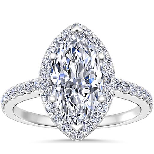 Marquise Cut Halo Diamond Engagement Ring in Platinum | Blue Nile