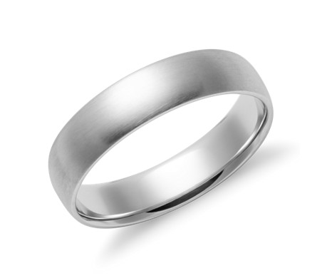 Matte Mid-weight Comfort Fit Wedding Band in 14k White Gold (5mm ...