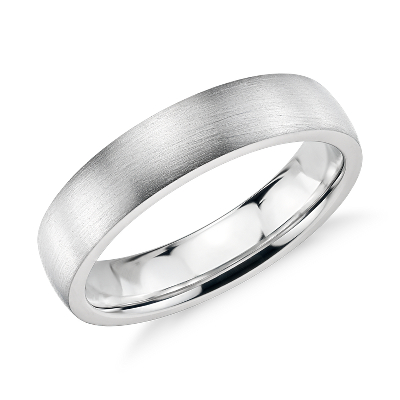 Matte Low Dome Comfort Fit Wedding Ring in 14k White Gold (5mm) Blue Nile