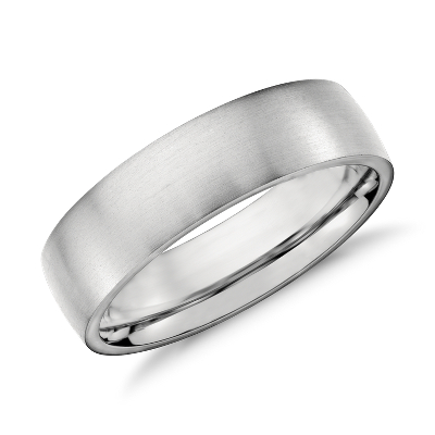 Matte Low Dome Comfort Fit Wedding Ring in Platinum (6mm) Blue Nile