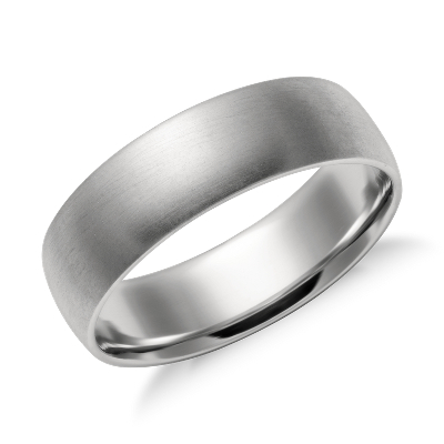 Matte Mid Weight Comfort Fit Wedding Ring In Platinum 6mm Blue