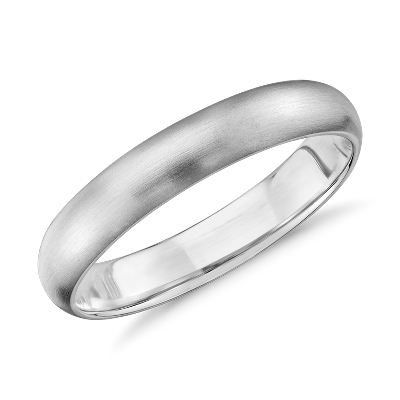 Matte Midweight Comfort Fit Wedding Band in 14k White Gold (4mm