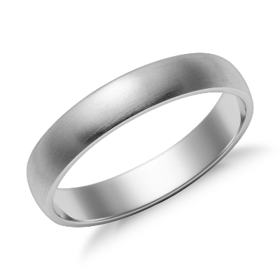  Matte  Classic Wedding  Ring  in 14k White  Gold  4mm Blue Nile