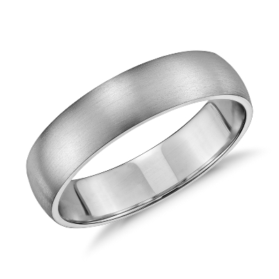 Matte Classic Wedding  Ring  in 14k White  Gold 5mm Blue Nile