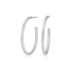 Medium Shimmer Cut Hoop Earrings in Platinum (1&#39;)