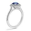Micropavé Double Halo Diamond Engagement Ring with Round Sapphire in 14k White Gold (6mm)