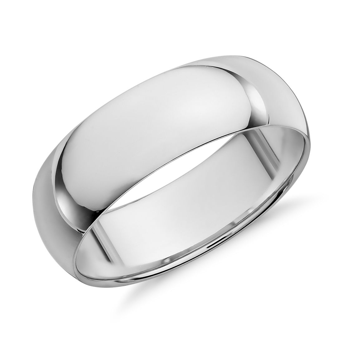 Mid-weight Comfort Fit Wedding Band in 14k White Gold (7mm)
