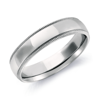 Milgrain Comfort Fit Wedding Ring In 14k White Gold 5mm Blue Nile