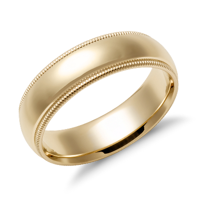 Milgrain Comfort Fit Wedding Ring In 14k Yellow Gold 6mm Blue Nile