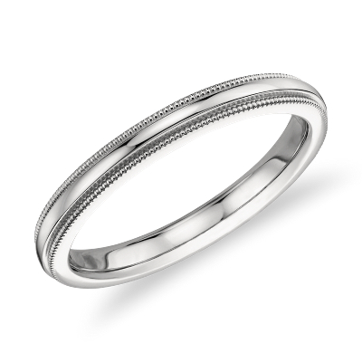 Milgrain Comfort Fit Wedding Ring in Platinum (2.5mm) Blue Nile