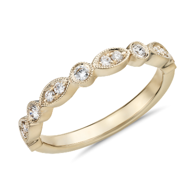 Milgrain Marquise And Dot Diamond Ring In 14k Yellow Gold 1 5 Ct
