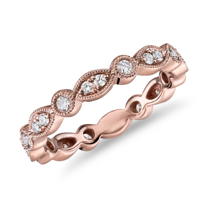 Milgrain marquise and dot cheap diamond ring rose gold