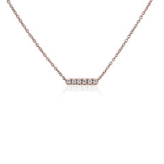 Mini Diamond Bar Necklace in 14k Rose Gold