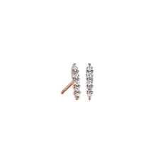 Aretes trepadores de minidiamantes en oro rosado de 14 k (1/5 qt. total)