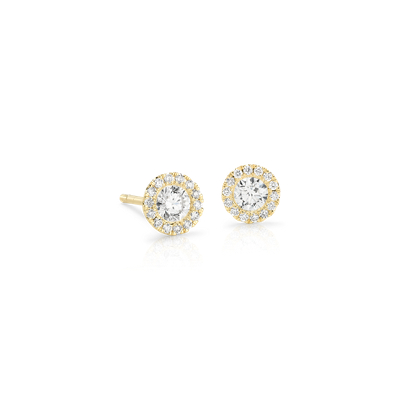 Martini Halo Diamond Earrings In 14k Yellow Gold 1 2 Ct Tw